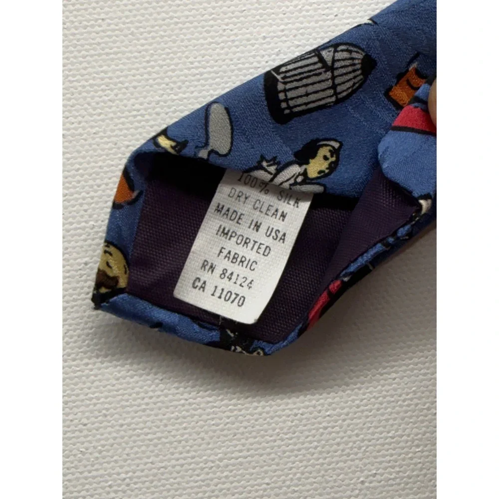 RM Style Monopoly Silk Tie Mens Blue Rich Uncle Pennybags Board Game Novelty USA